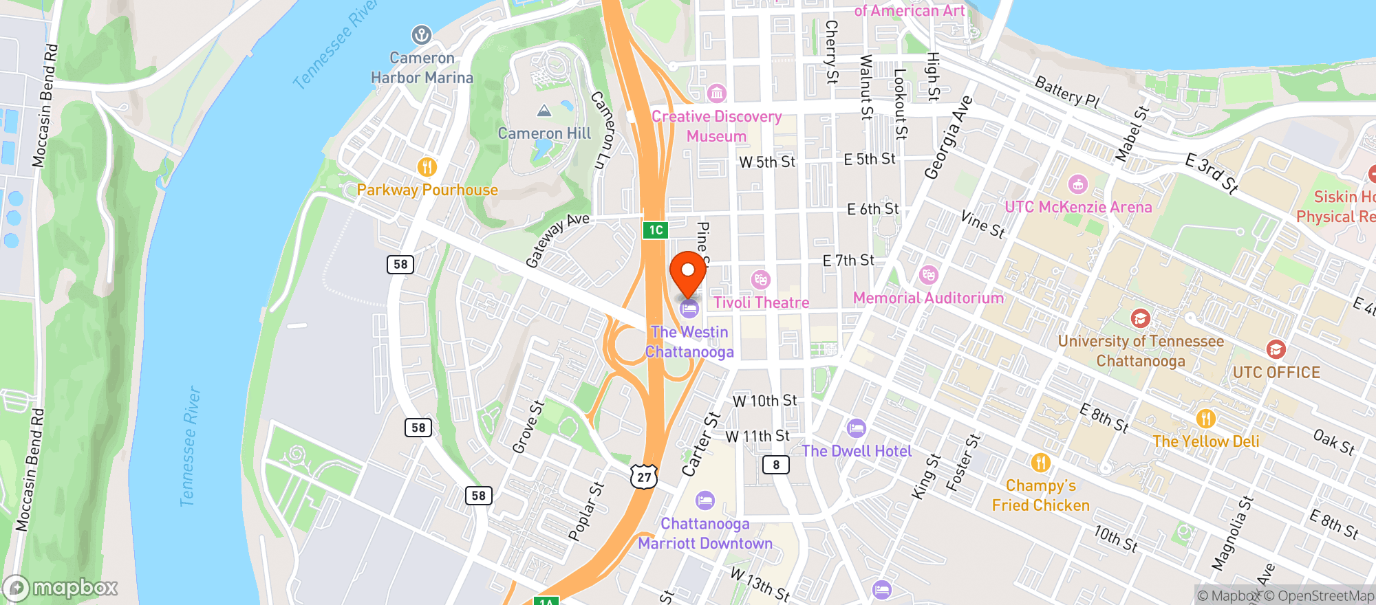 Map showing Westin
