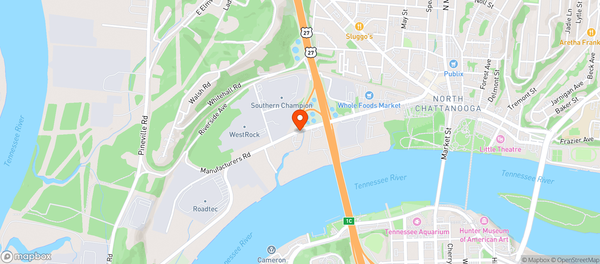 Map showing Riverside Wine & Spirits Warehouse