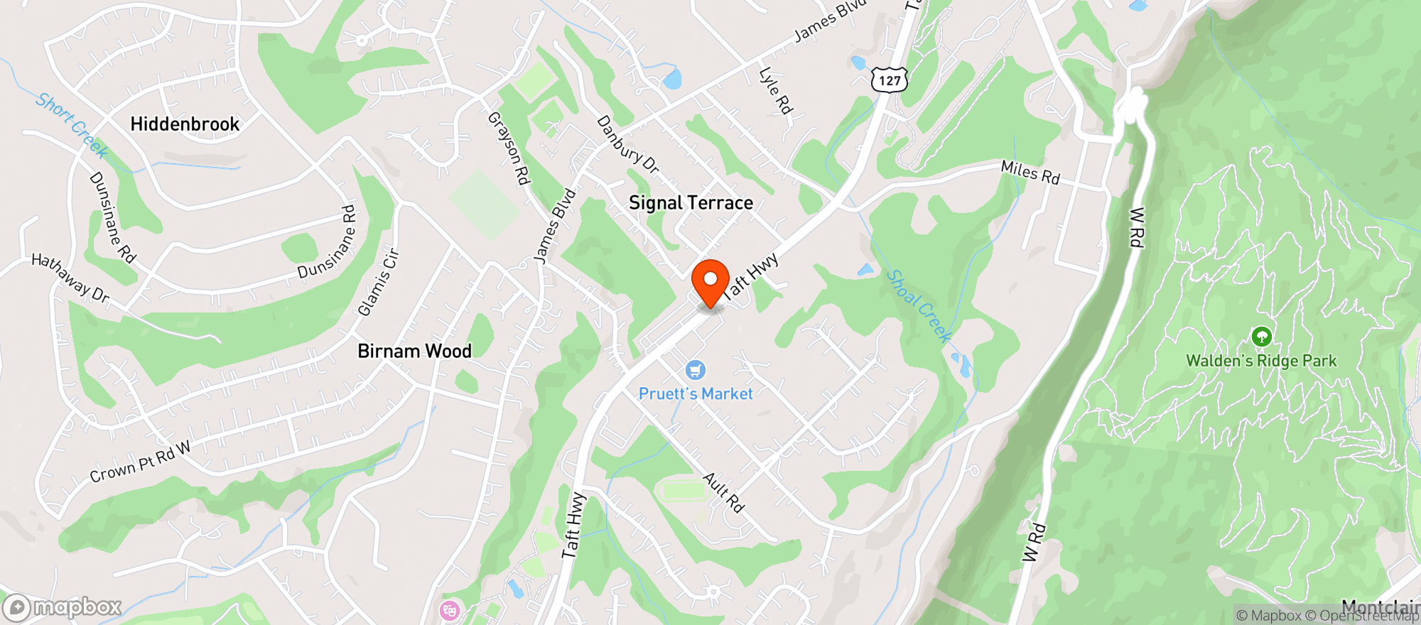 Map showing Pruetts Signal Mount Market