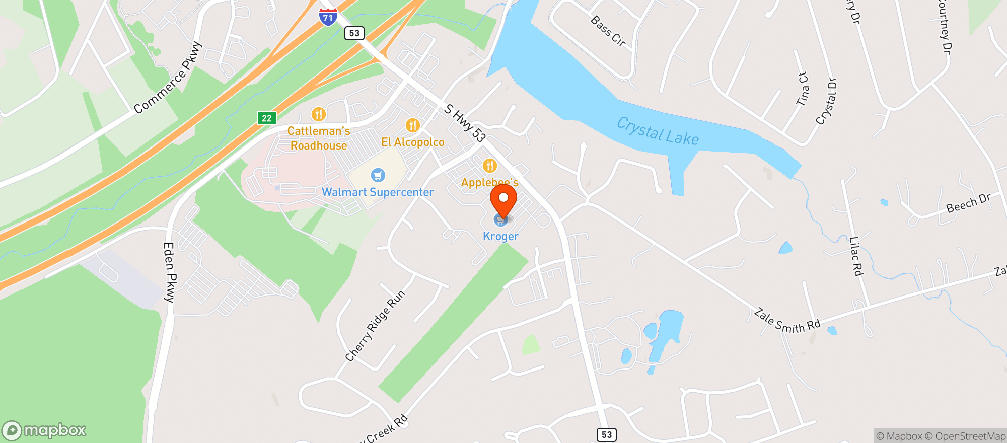 Map showing Kroger