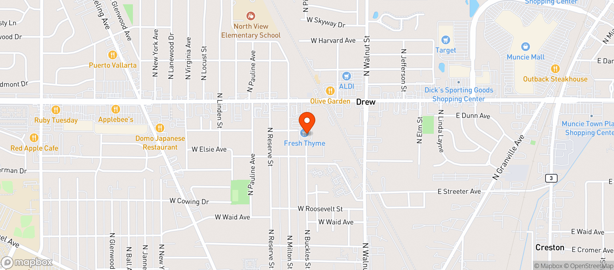 Map showing FRESH THYME FARMERS MARKET
