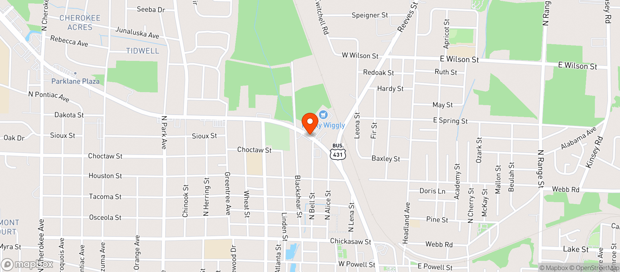 Map showing Piggly Wiggly