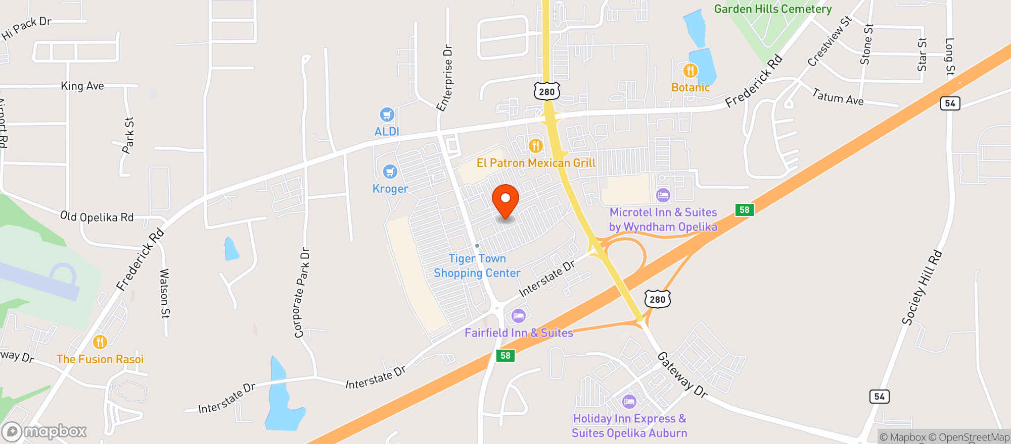 Map showing Gnc - 6543 - Tiger Town