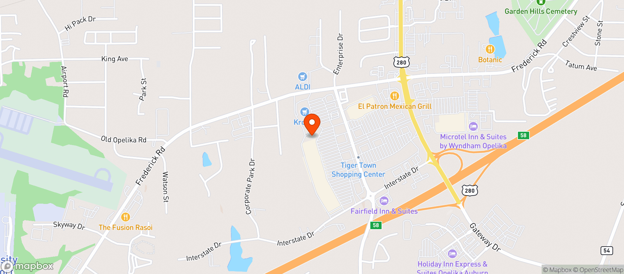 Map showing World Market Opelika