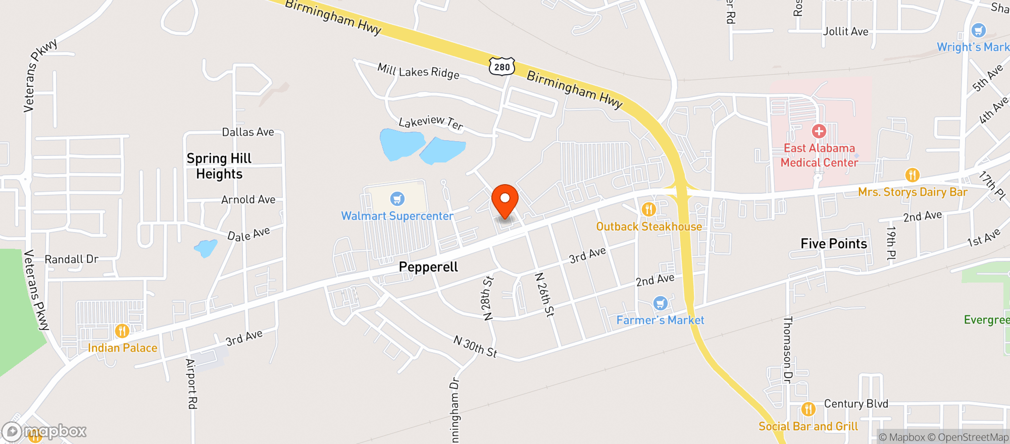 Map showing Grub Mart