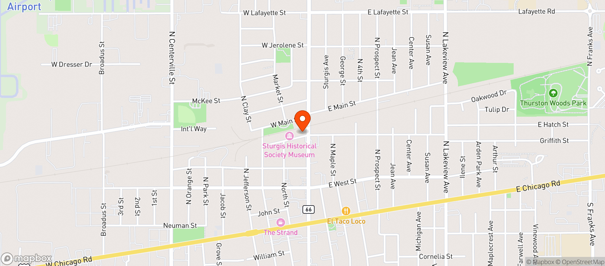 Map showing Sturgis Party Store