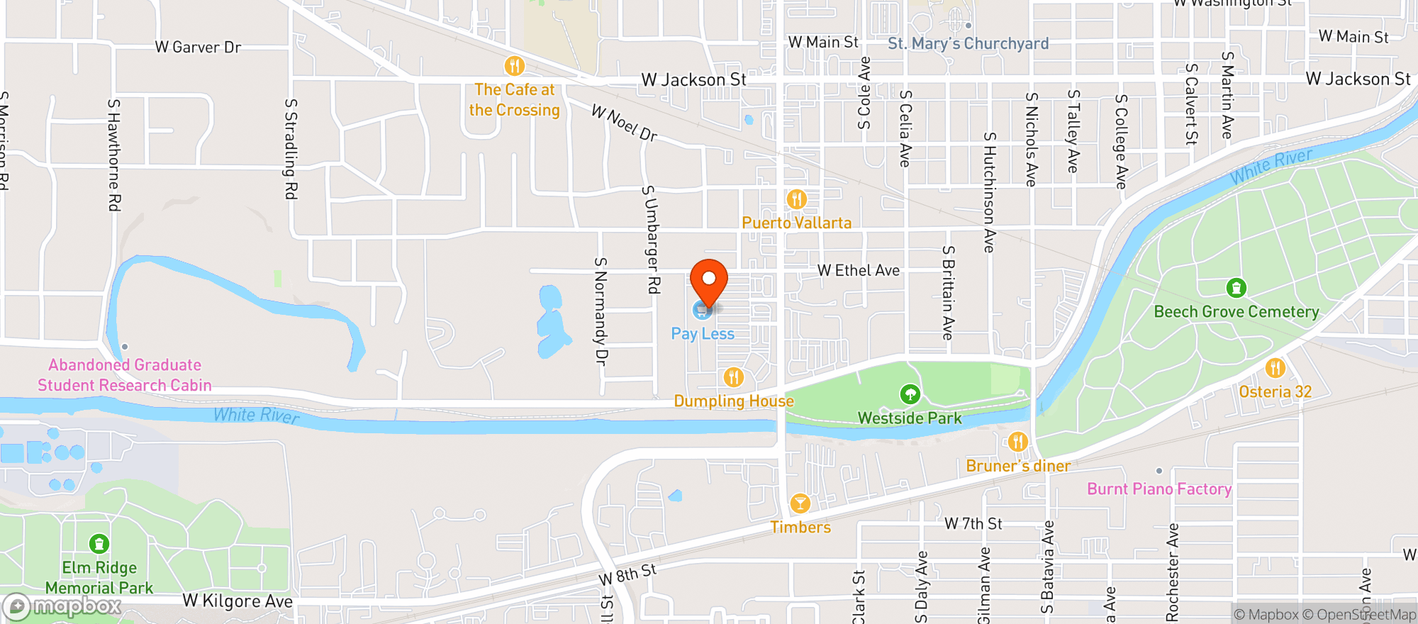 Map showing Pay Less Super Market