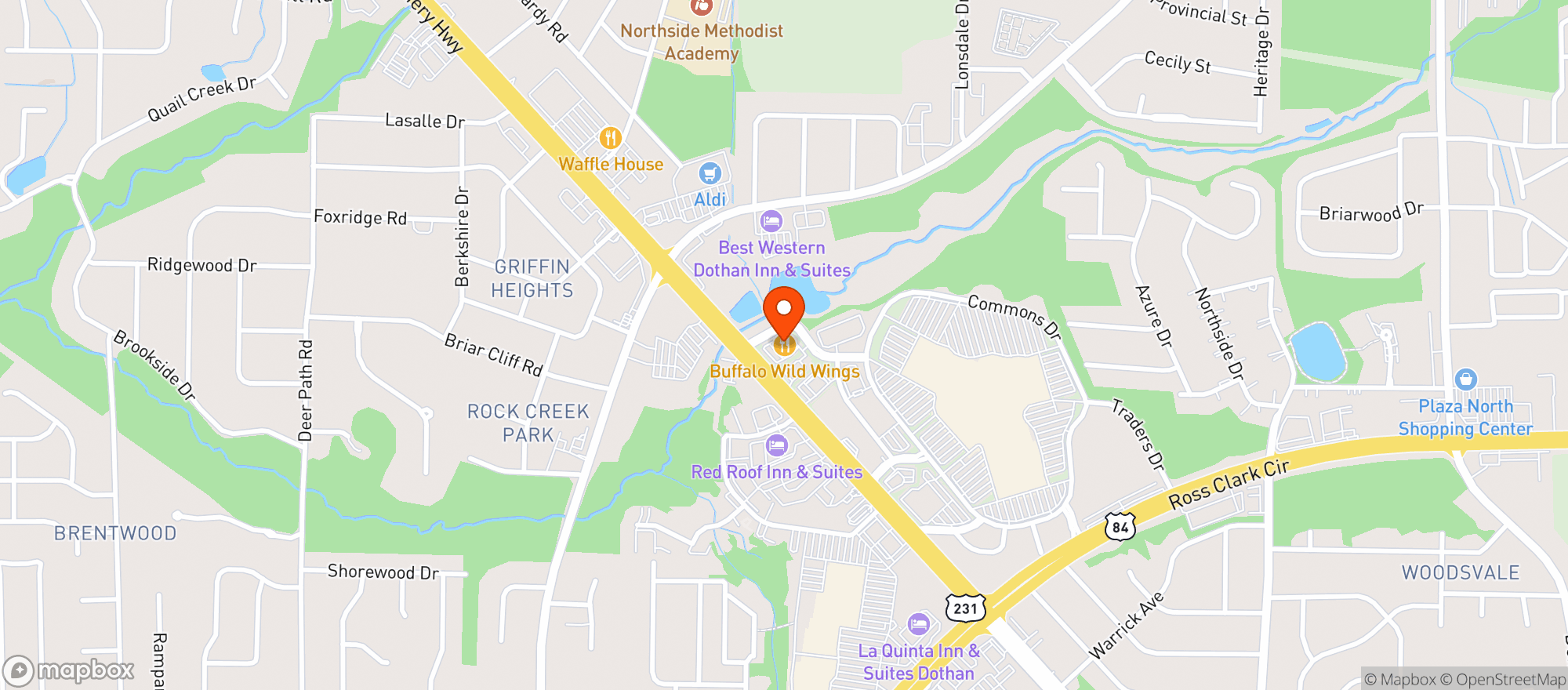 Map showing Buffalo Wild Wings Gril #421