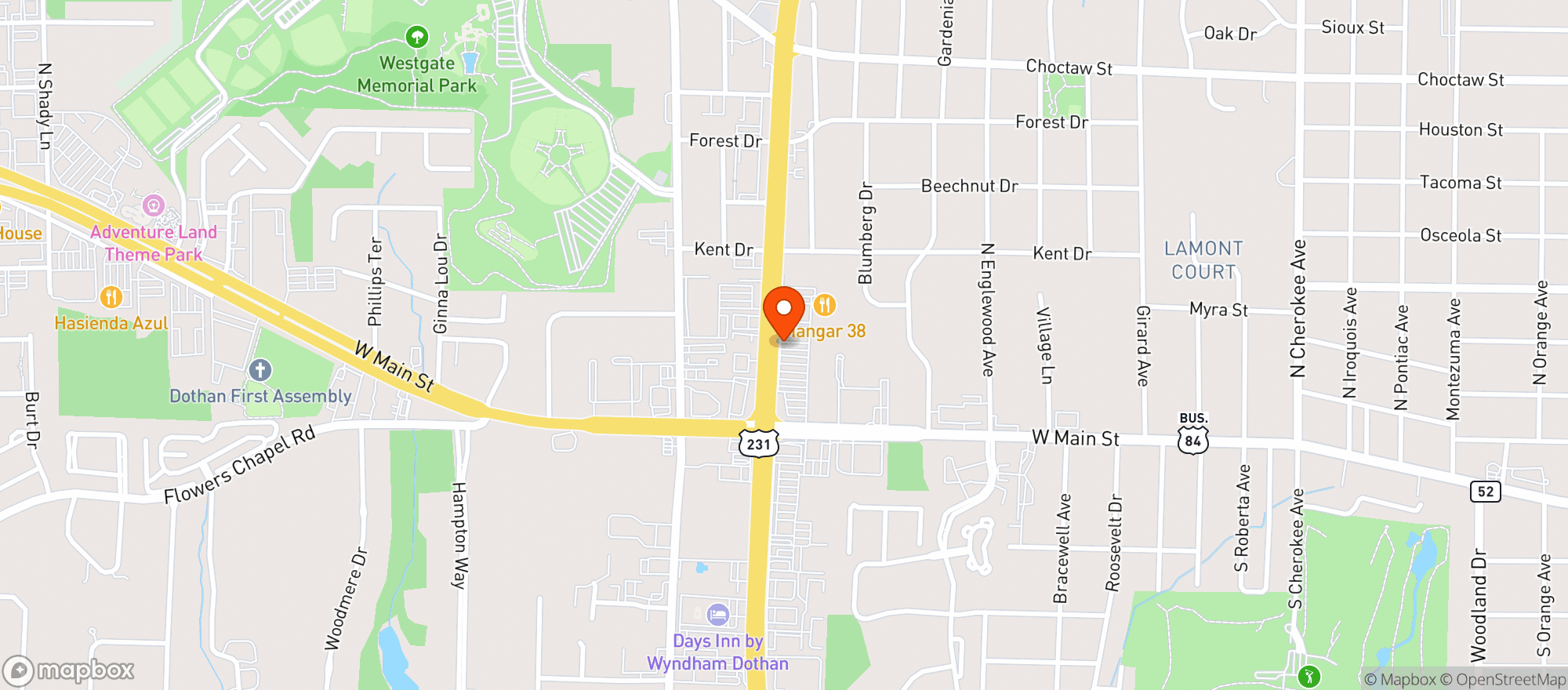 Map showing Hangar 38 Dothan