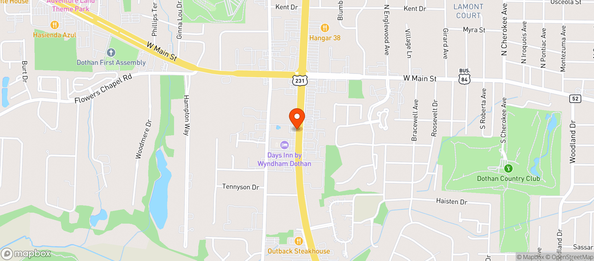 Map showing Elks Lodge