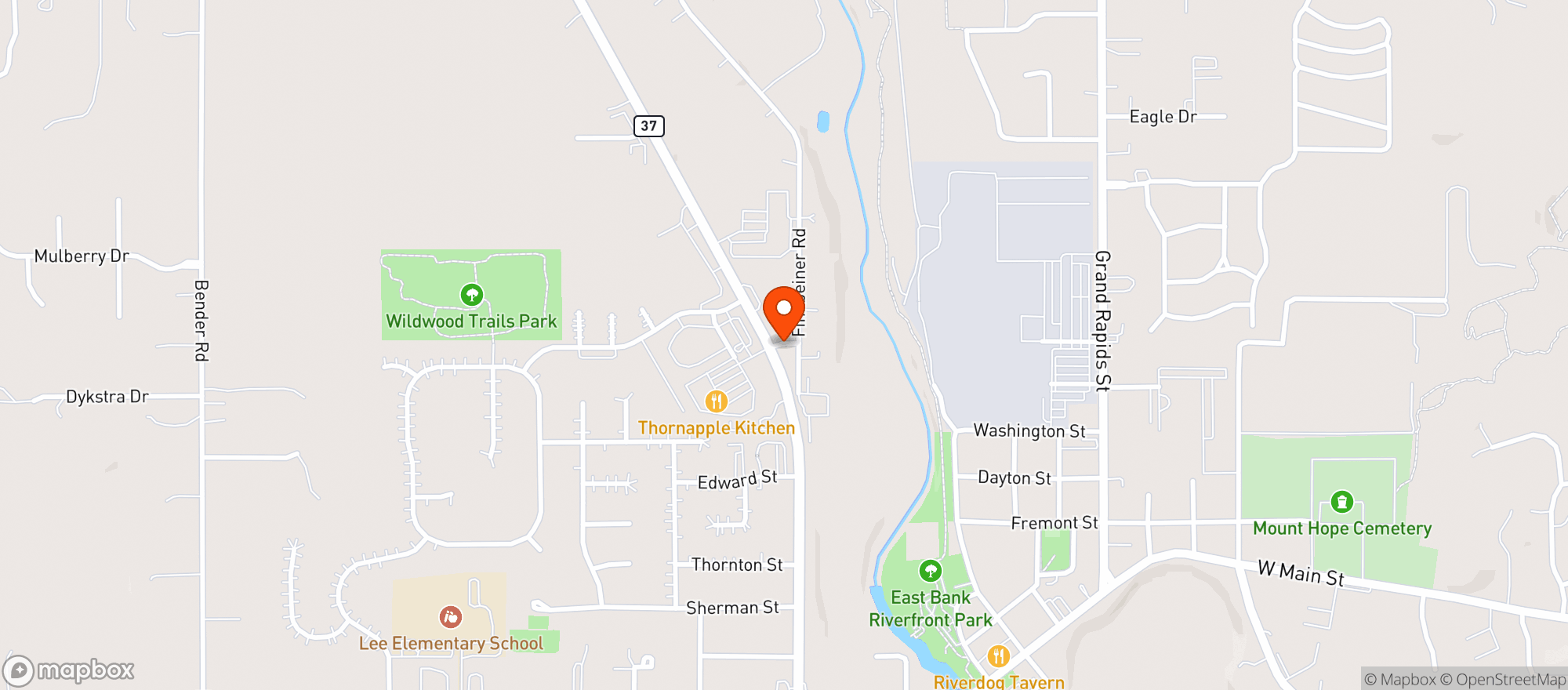 Map showing Greg's Get-It-N-Go