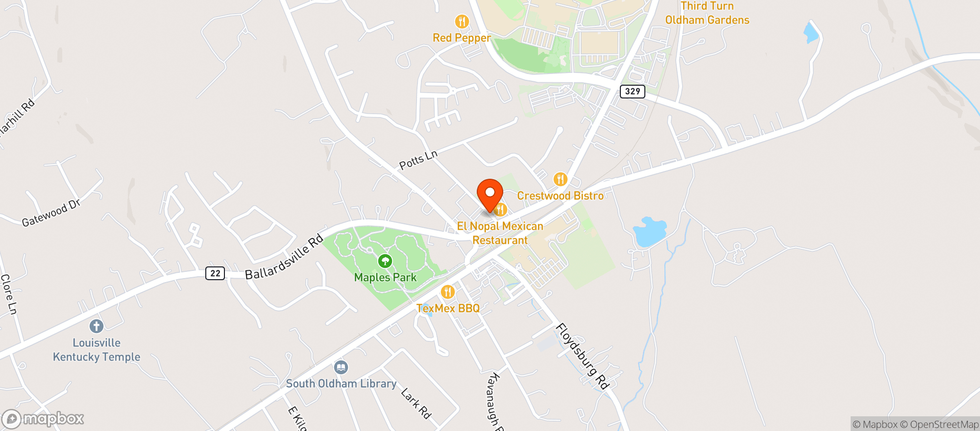 Map showing El Nopal Mexican Restaurant