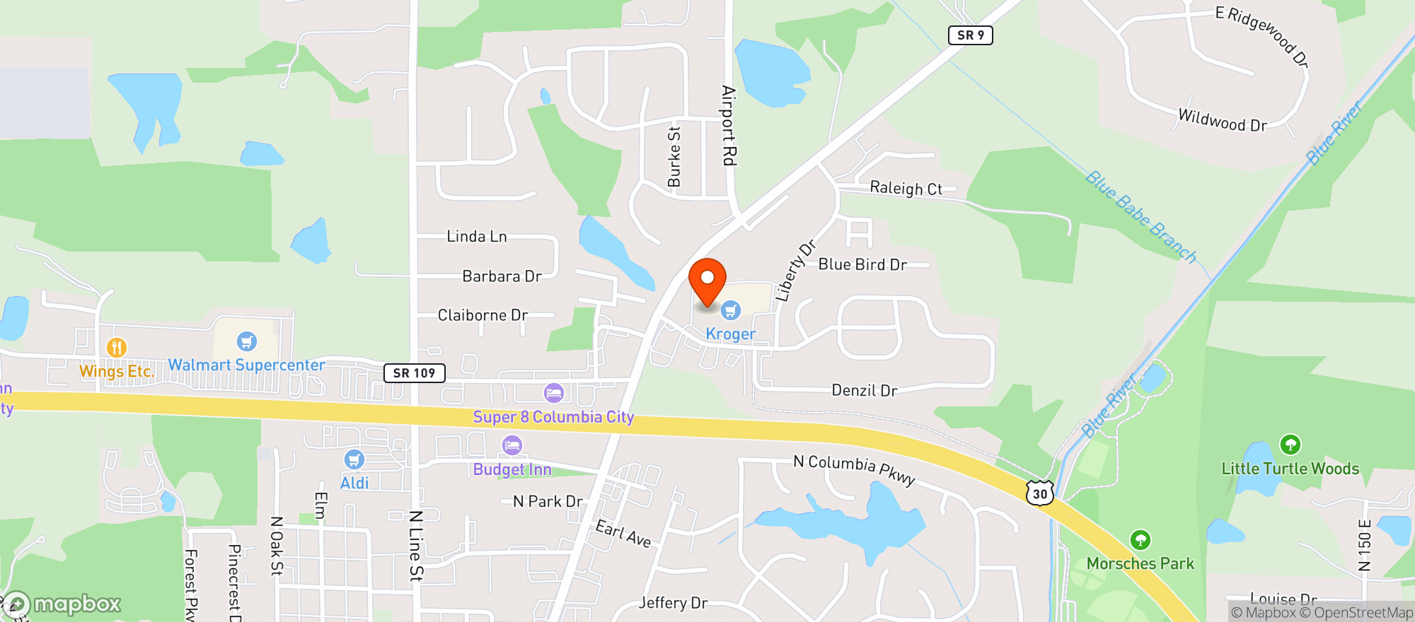 Map showing Kroger #874