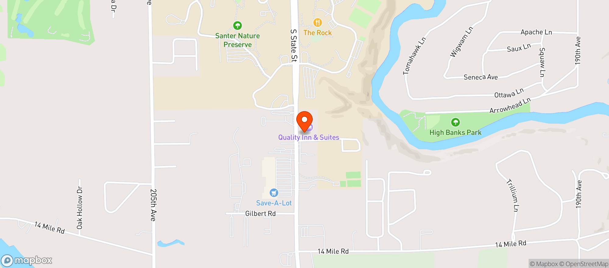 Map showing Bulldog Party Store