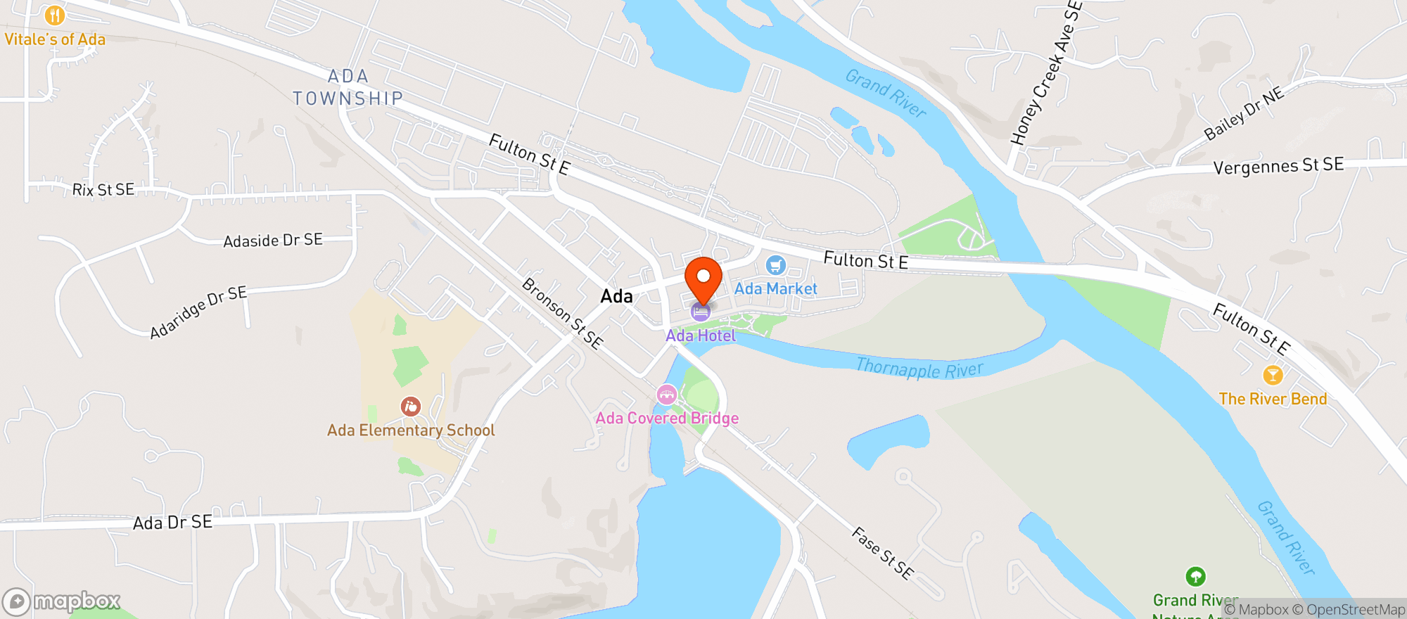 Map showing Ada Hotel