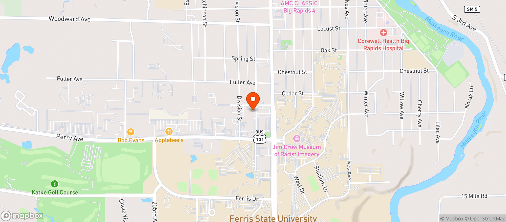 Map showing High Society Weed Dispensary Big Rapids