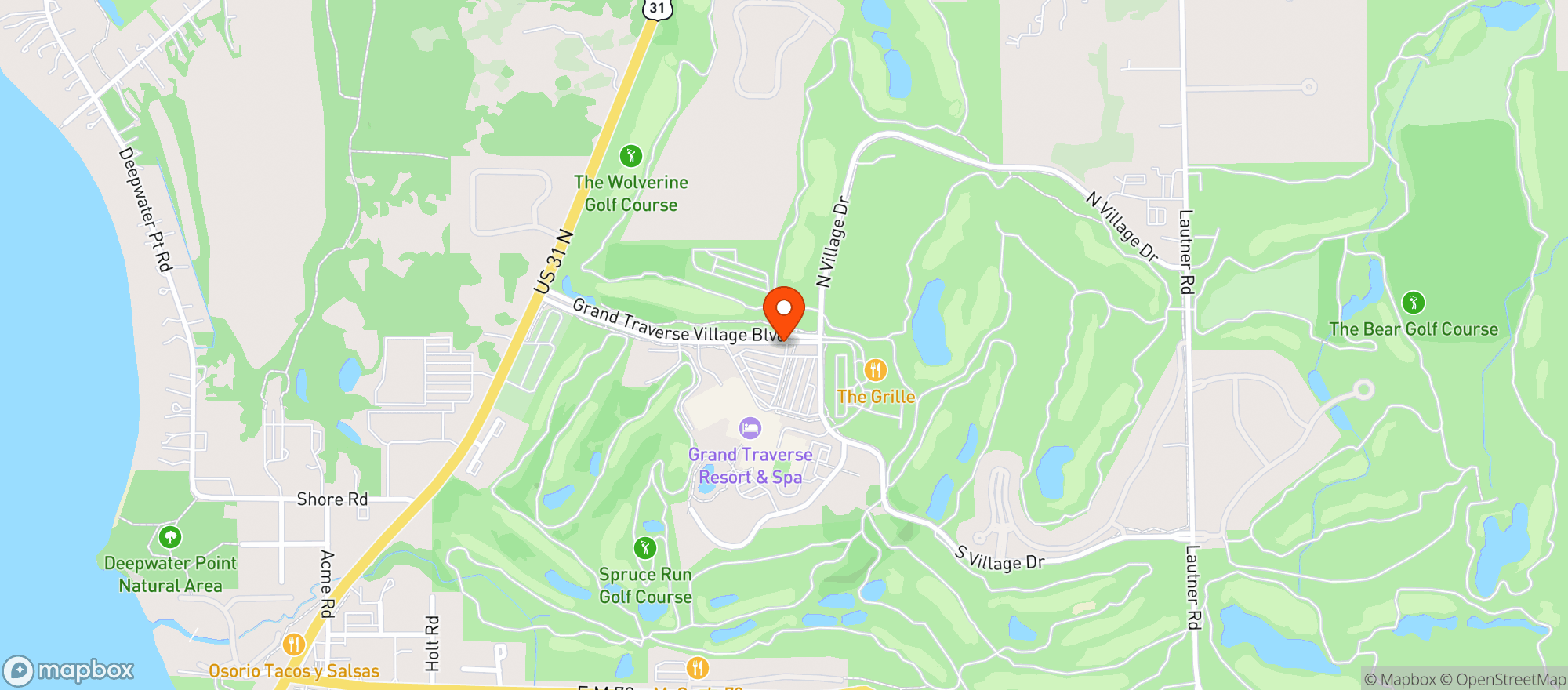 Map showing Grand Traverse Resort and Spa