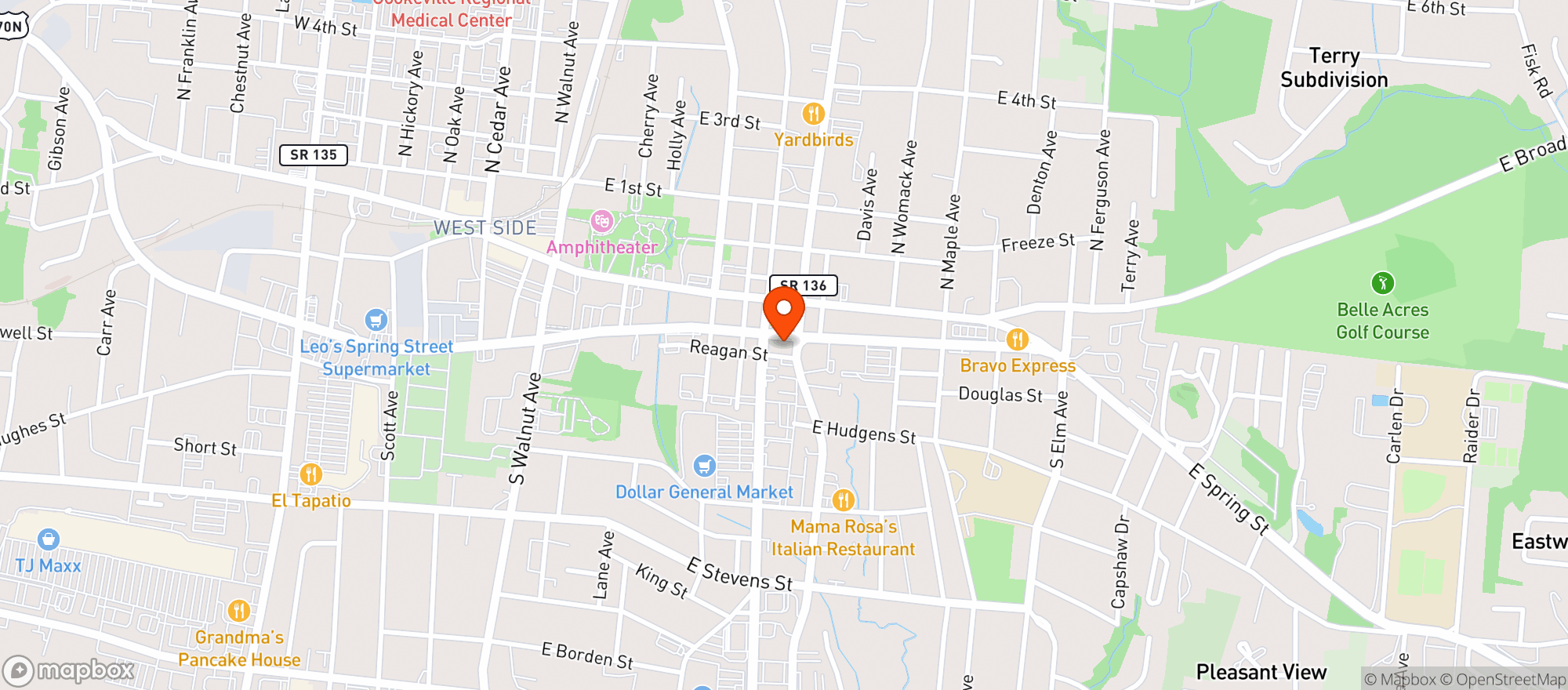 Map showing Blue Rooster Canteen
