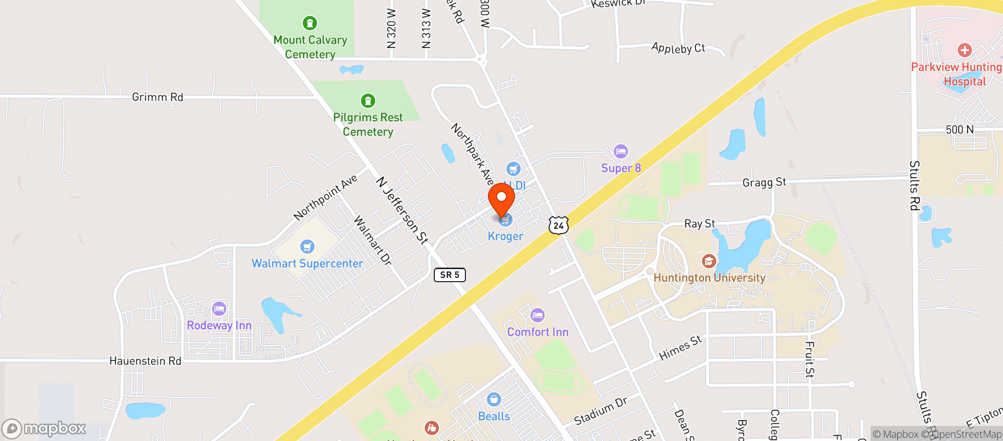 Map showing Kroger