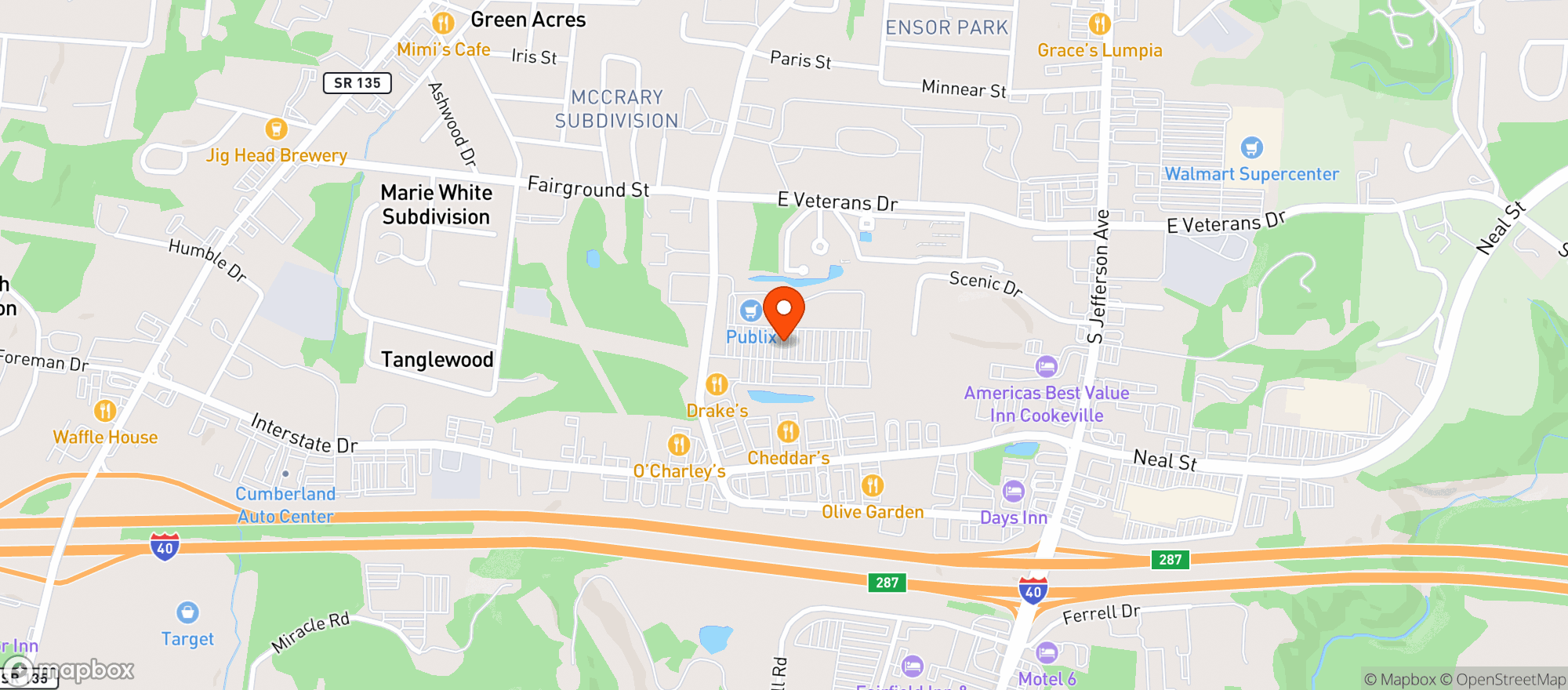Map showing Publix