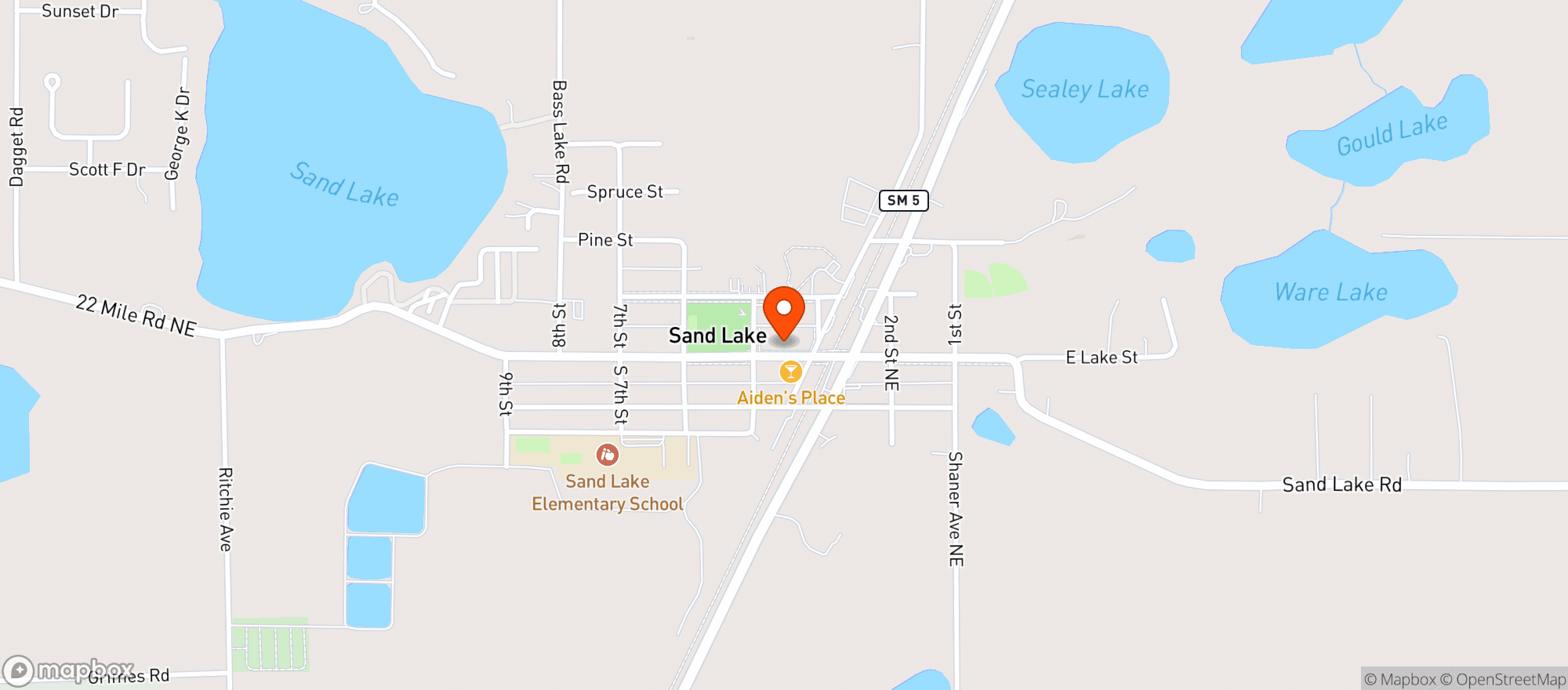 Map showing New Standard - Sand Lake
