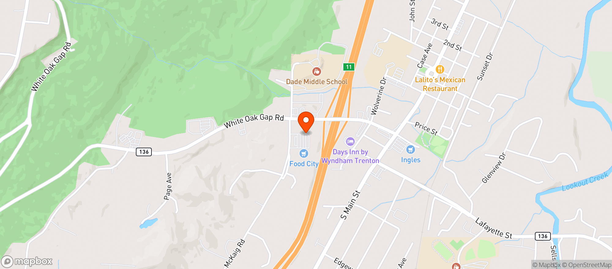 Map showing Food City