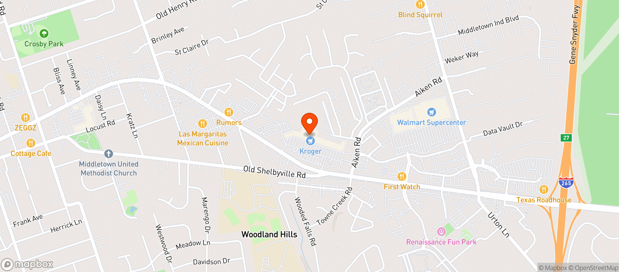 Map showing Kroger