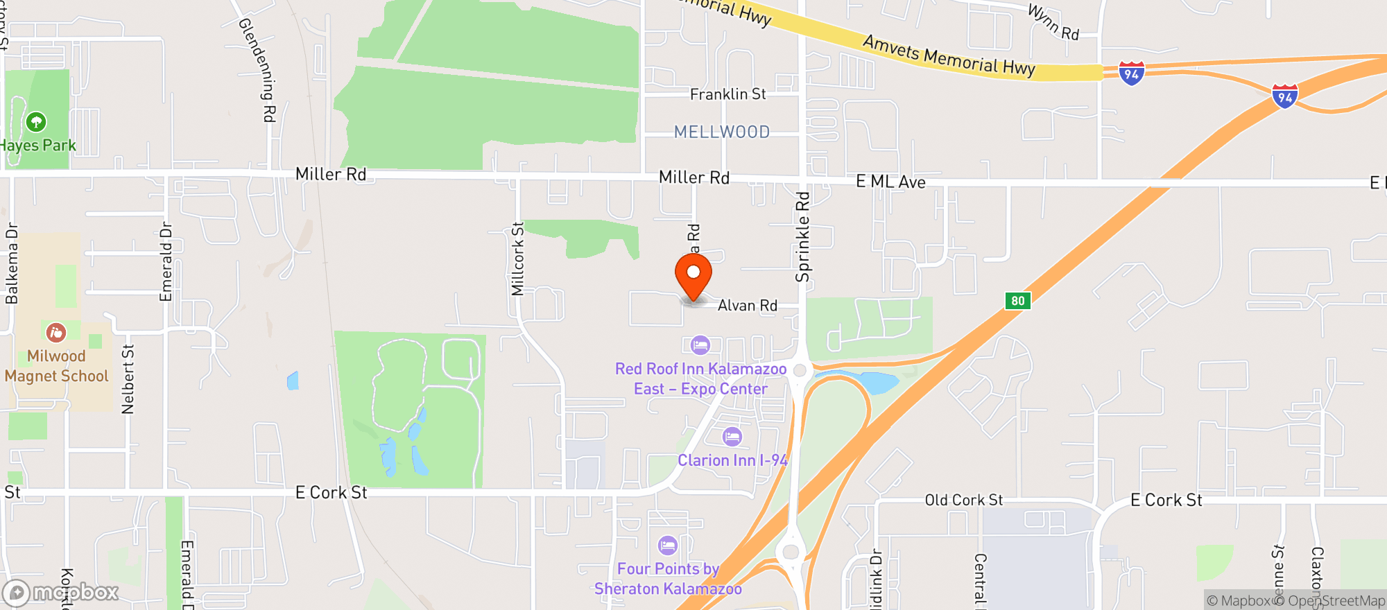 Map showing The Refinery - Kalamazoo