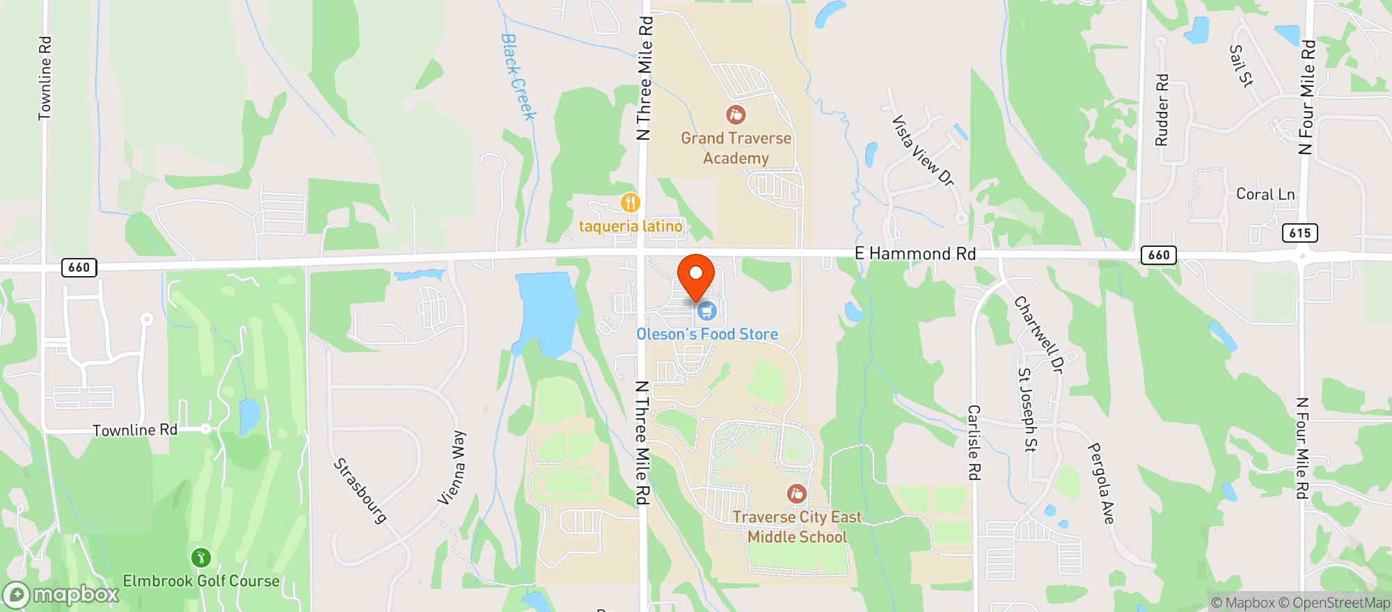 Map showing Oleson's Food Store