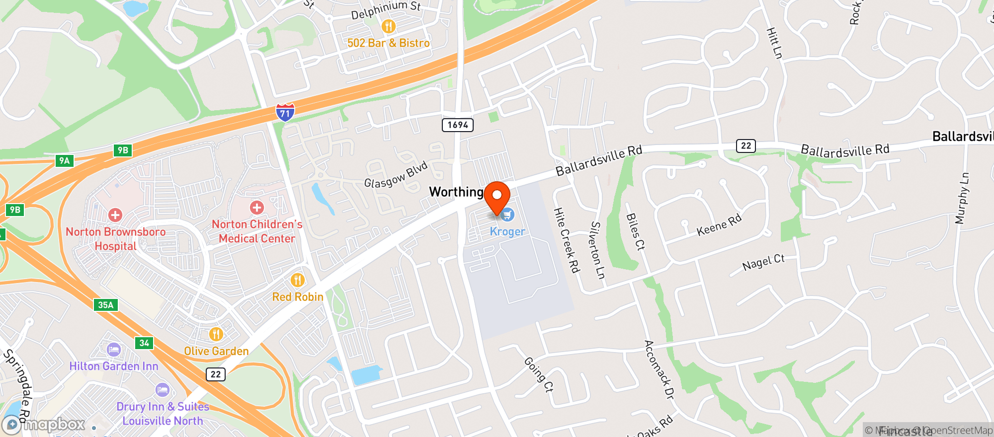 Map showing Kroger