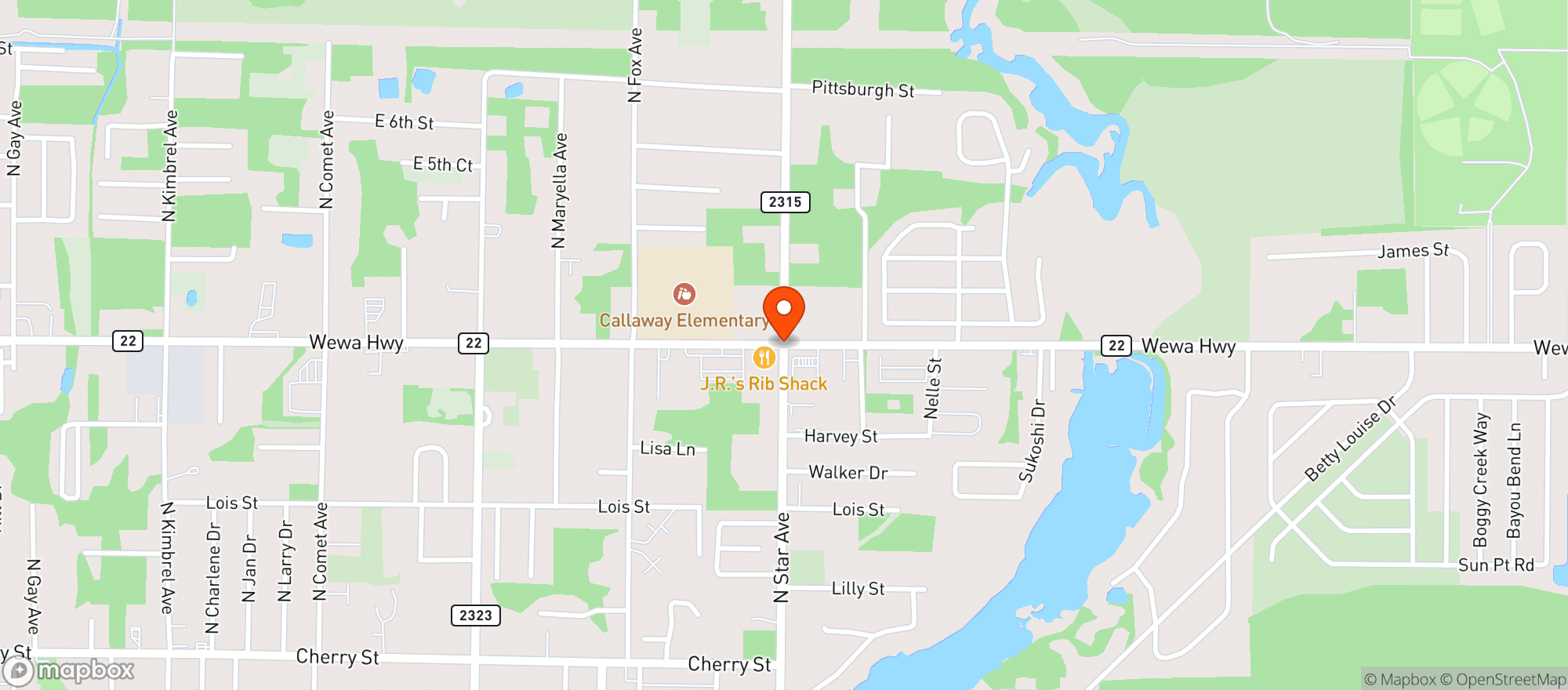 Map showing CIRCLE K (PANAMA CITY - SEC HWY, 22 & N STAR AVE)