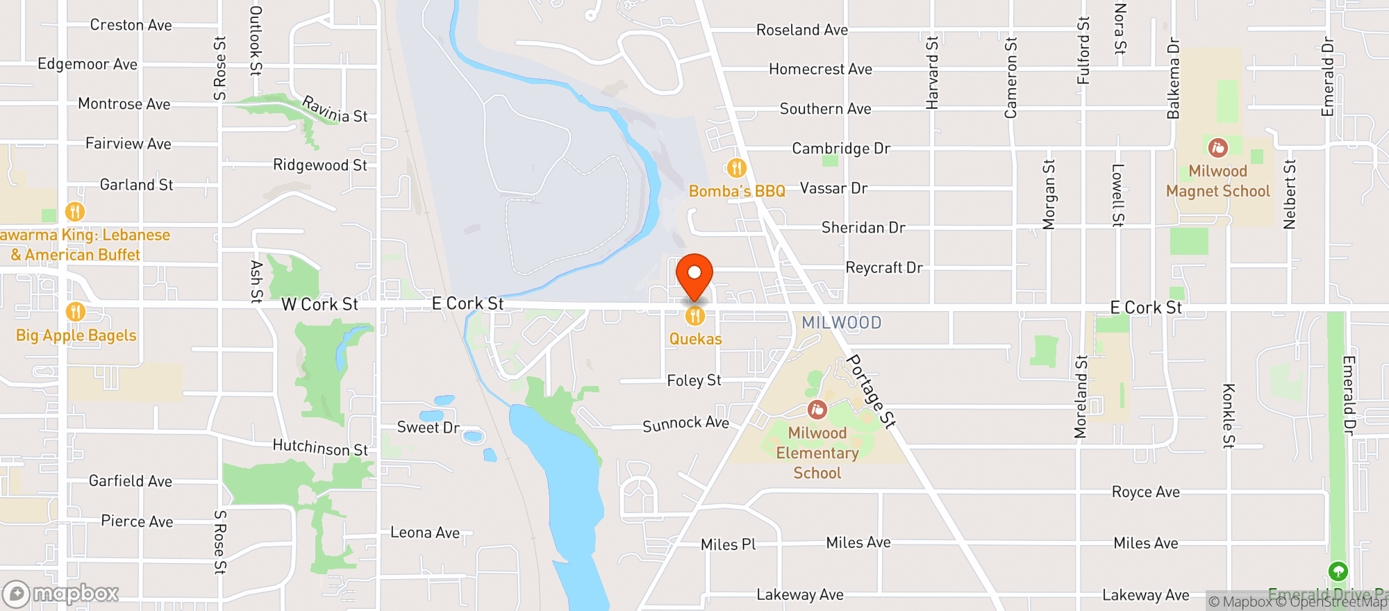 Map showing Corkscrew Party Store