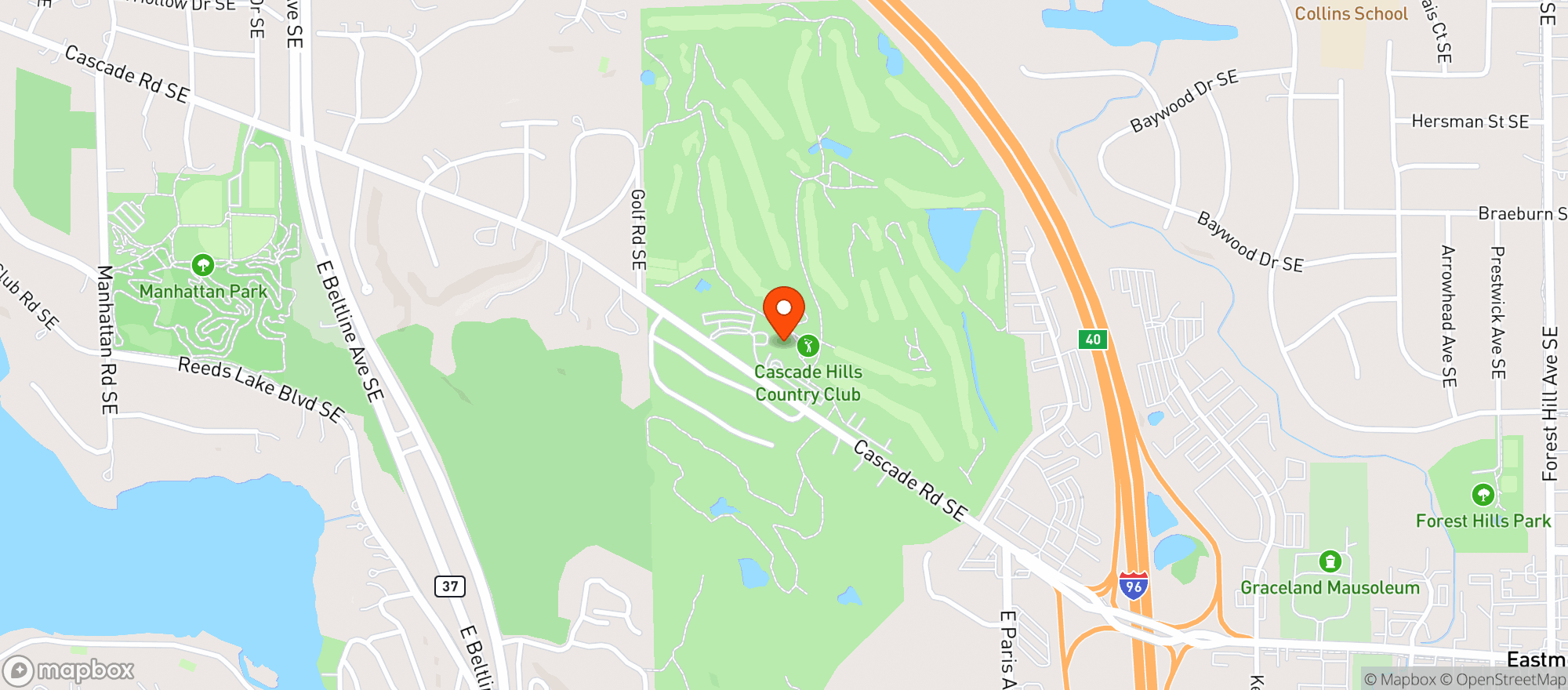 Map showing Cascade Hills Country Club