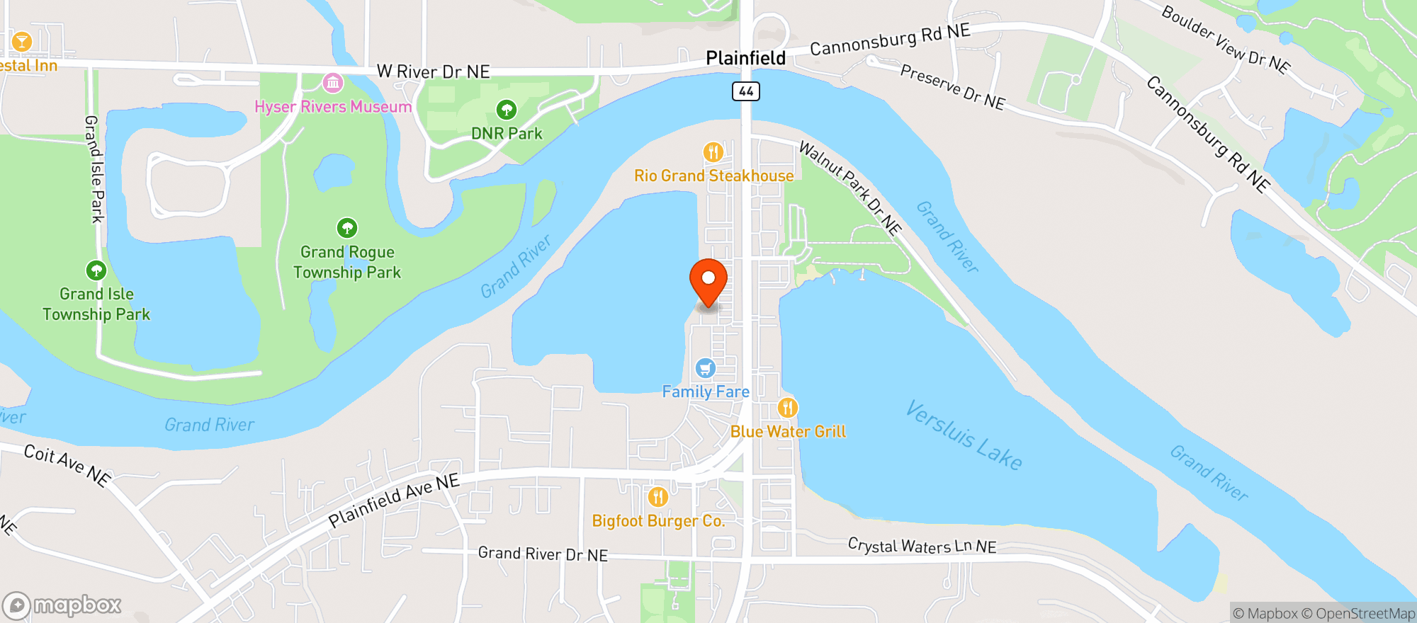 Map showing Score Restaurant & Sports Bar