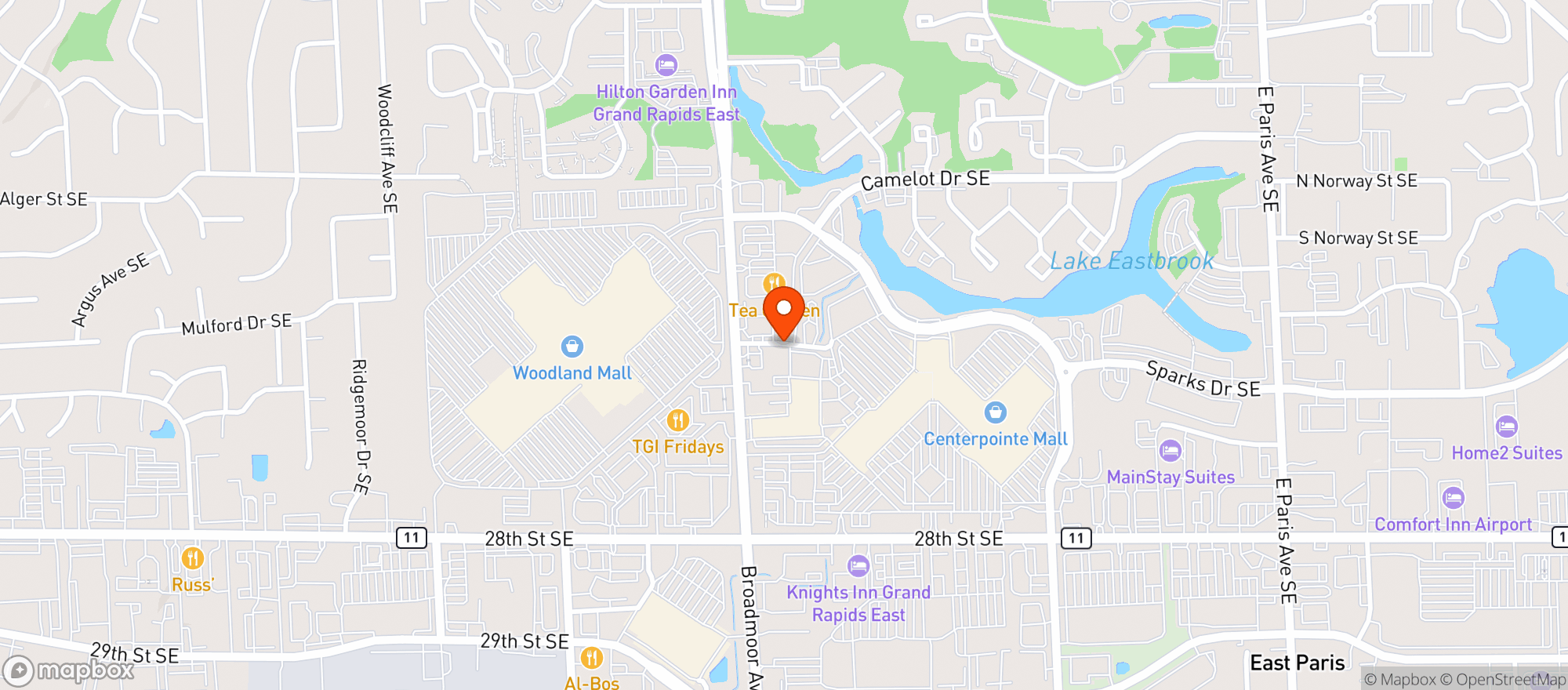 Map showing Eastside Billiards