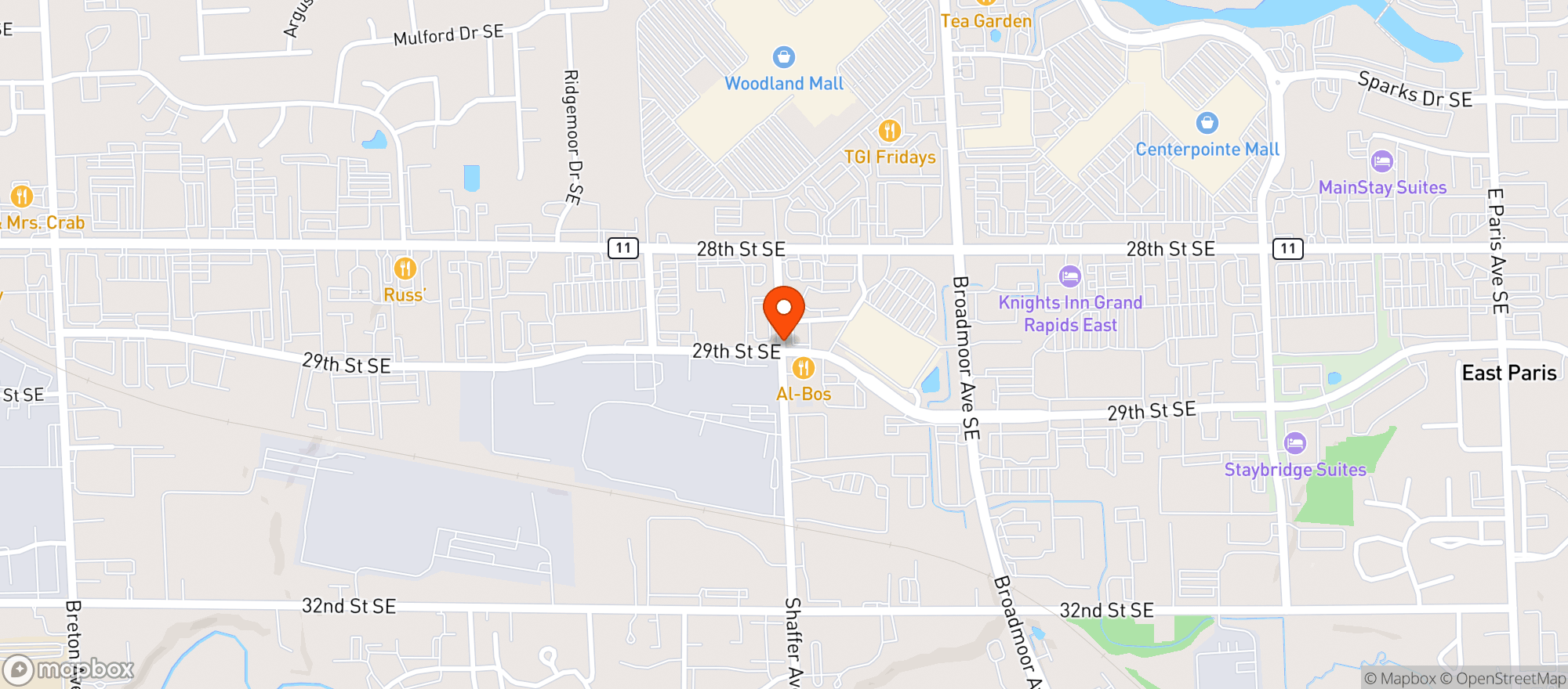 Map showing T & J Party Store