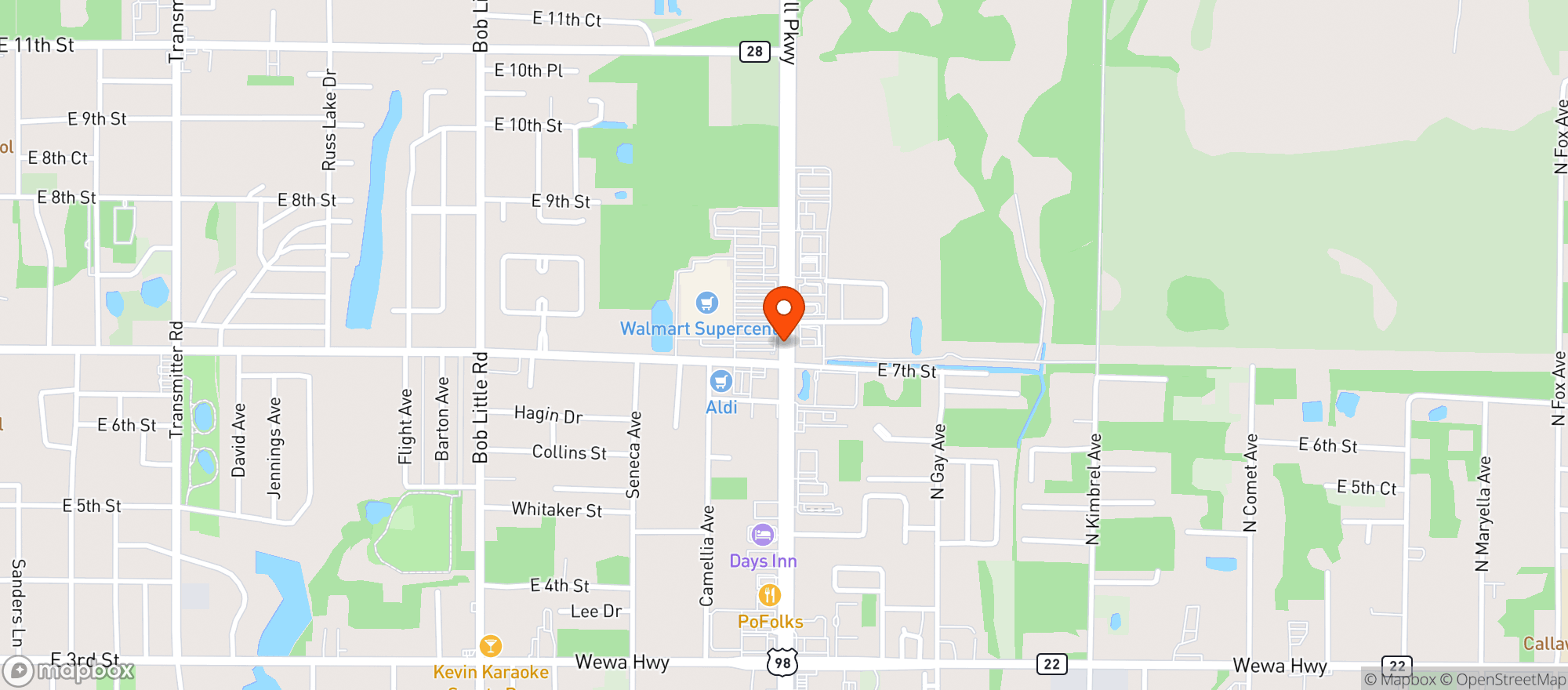 Map showing Walmart Grocery Pickup And Delivery