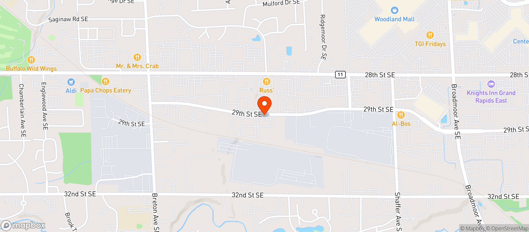 Map showing Mega-Bev - Grand Rapids