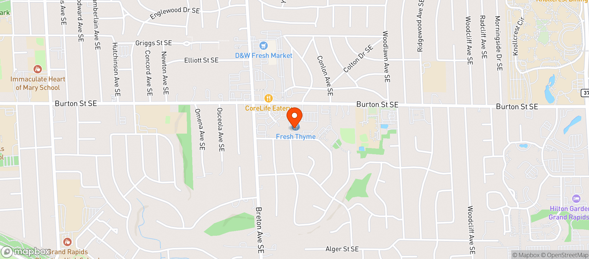Map showing Fresh Thyme Farmers Market