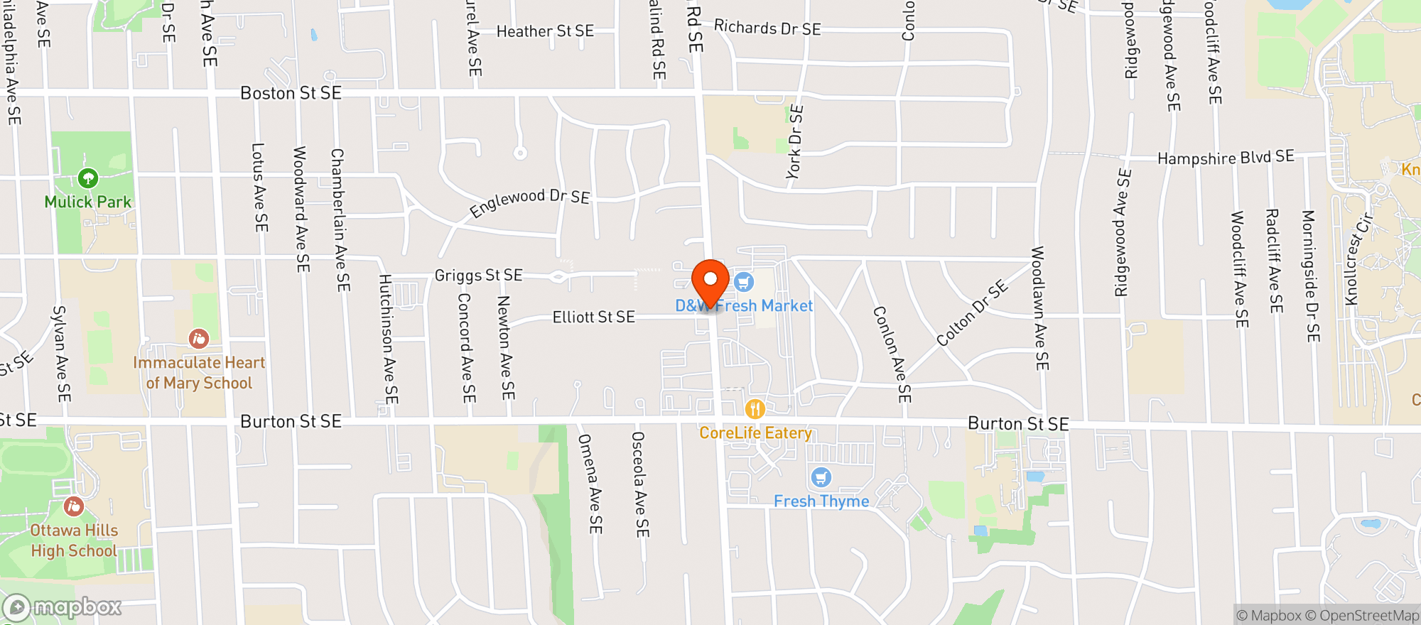 Map showing D & W Fresh Market