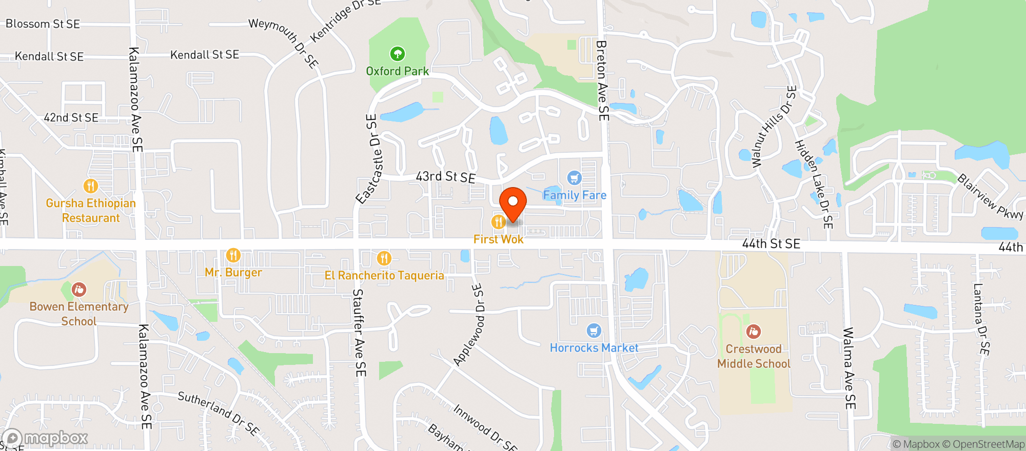 Map showing Village Inn Pizza Parlor