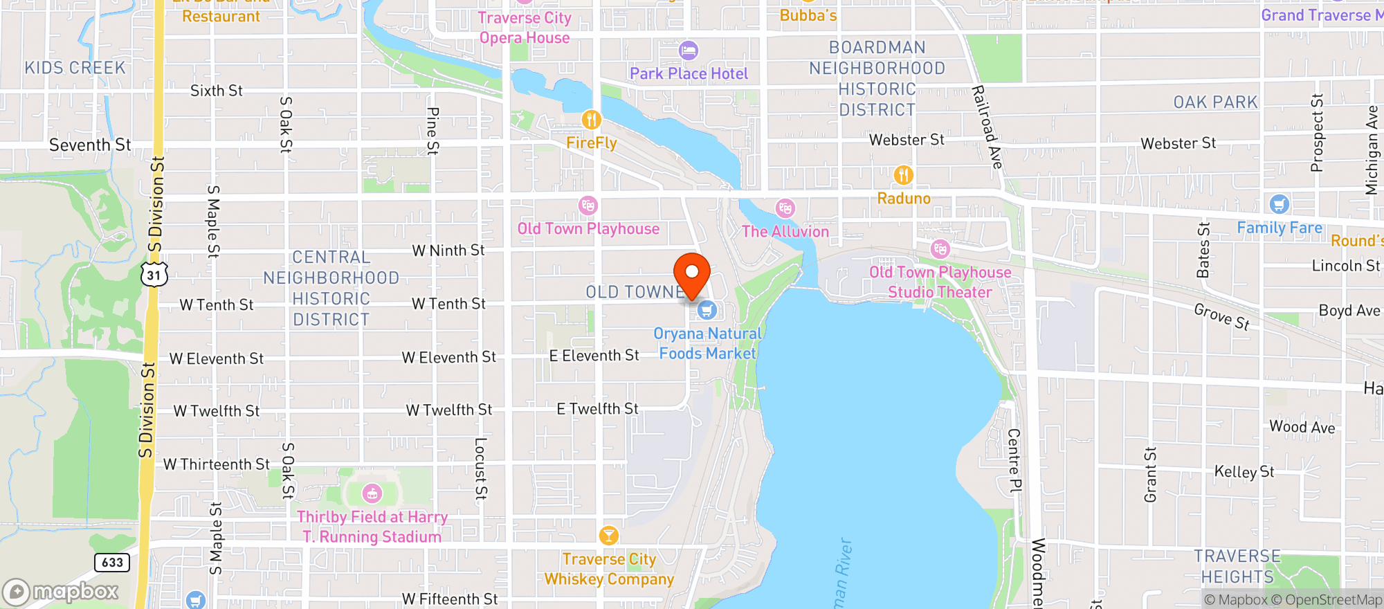 Map showing Oryana Natural Foods Market