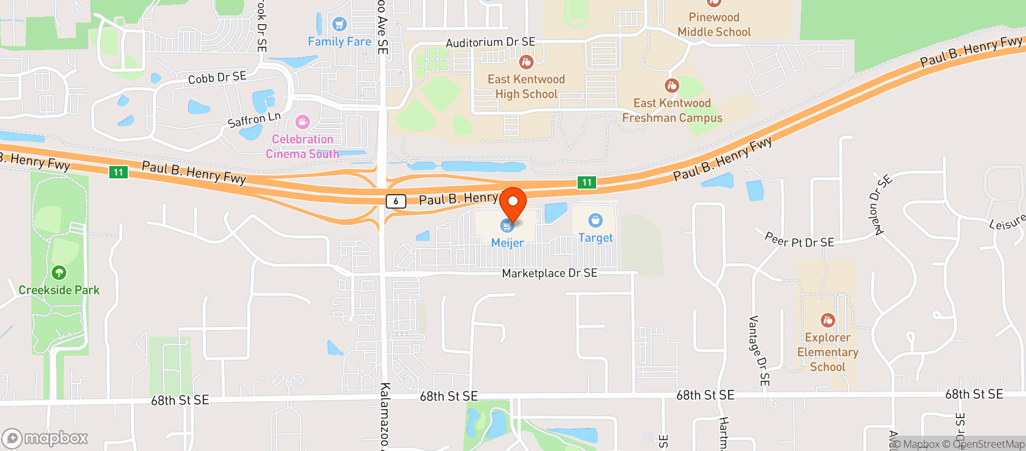 Map showing Meijer