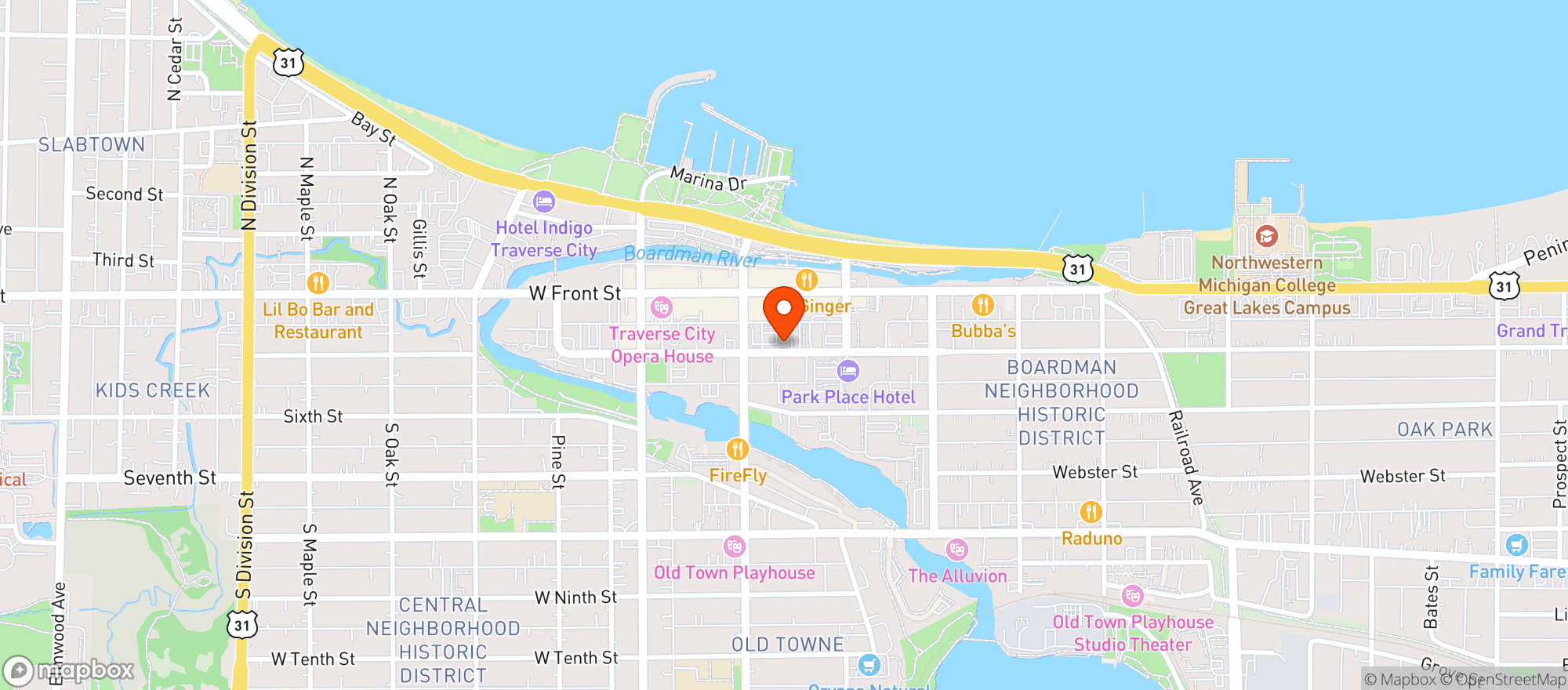 Map showing Thirsty Fish