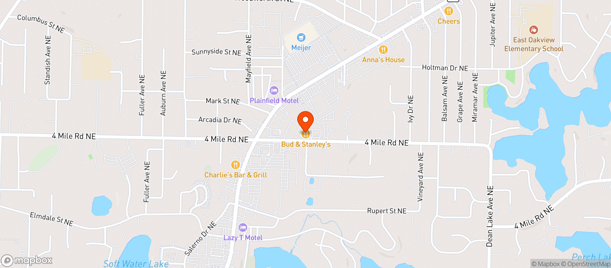 Map showing Bud & Stanleys Pub & Grub