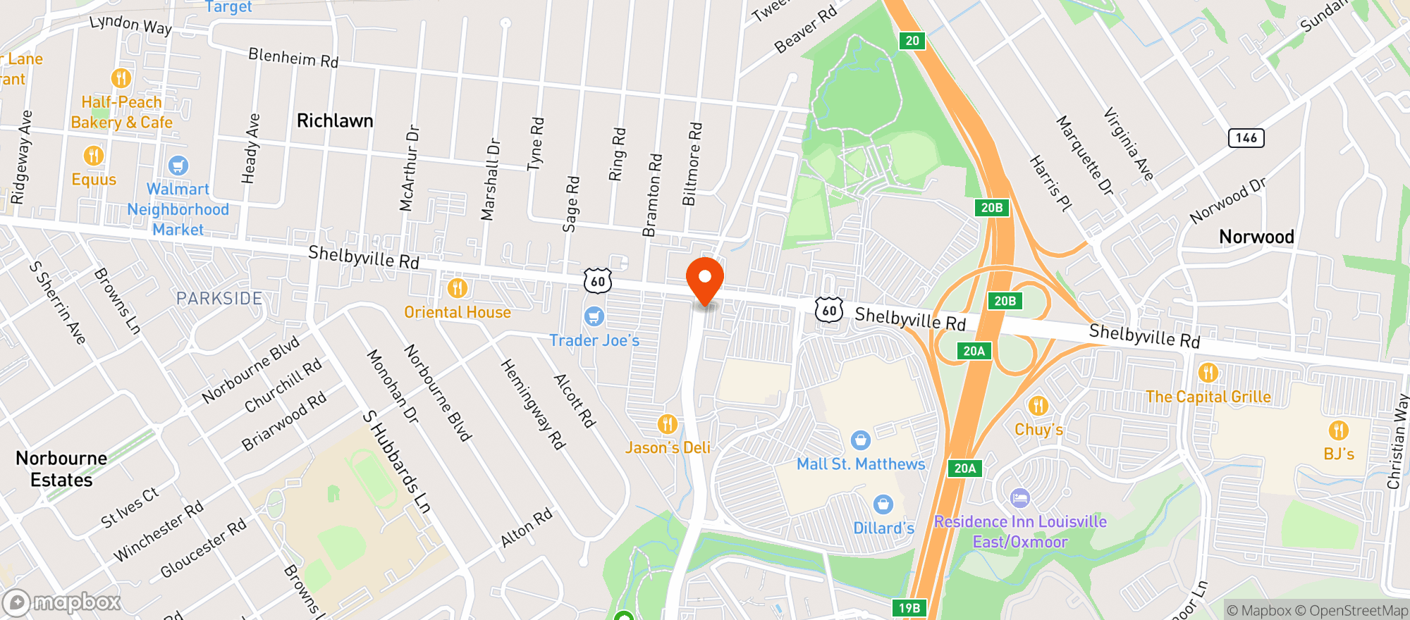 Map showing Vitamin Shoppe - Shelbyville Road