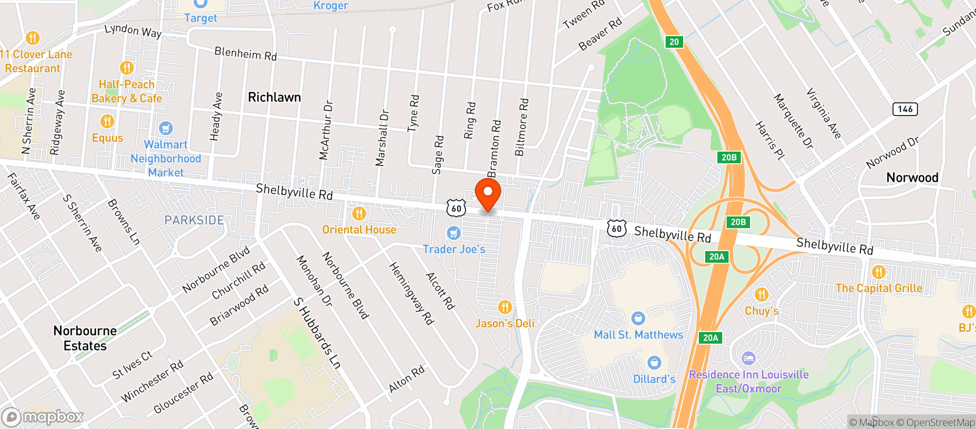 Map showing World Market St. Matthews