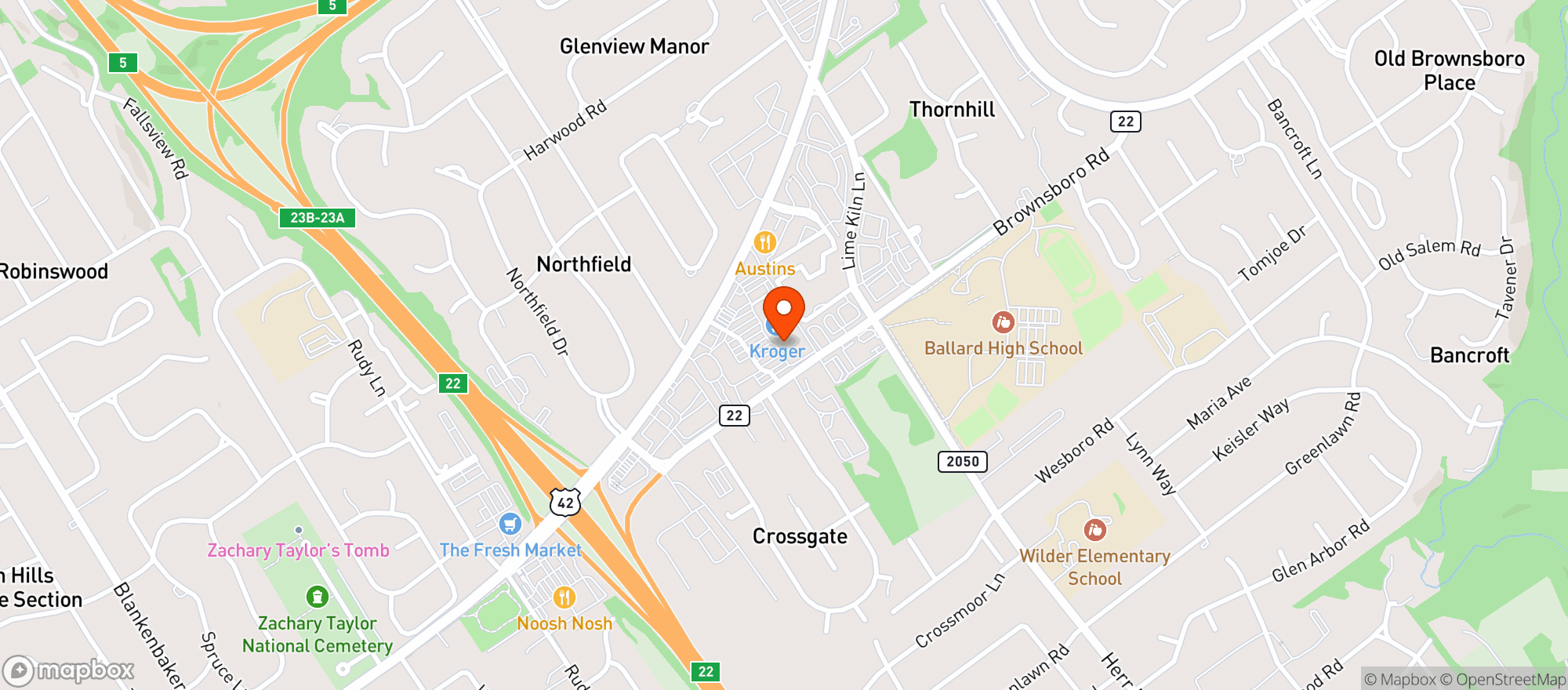 Map showing Kroger Liquors #186