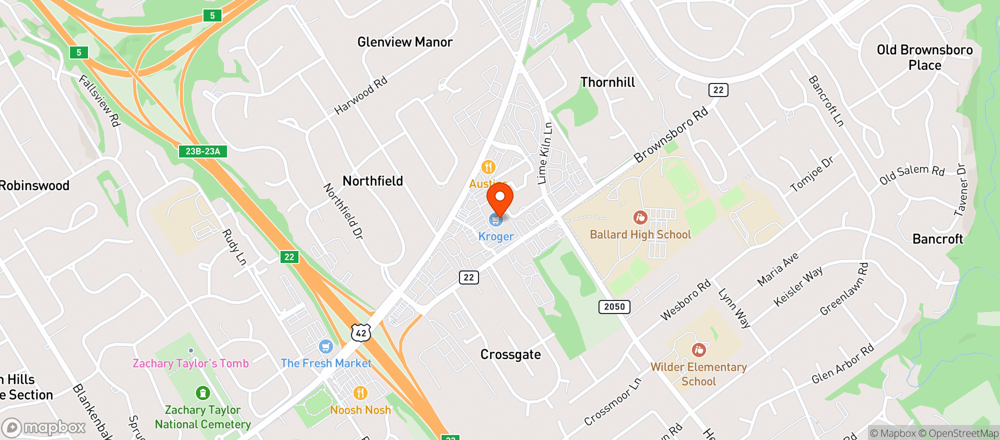 Map showing Kroger