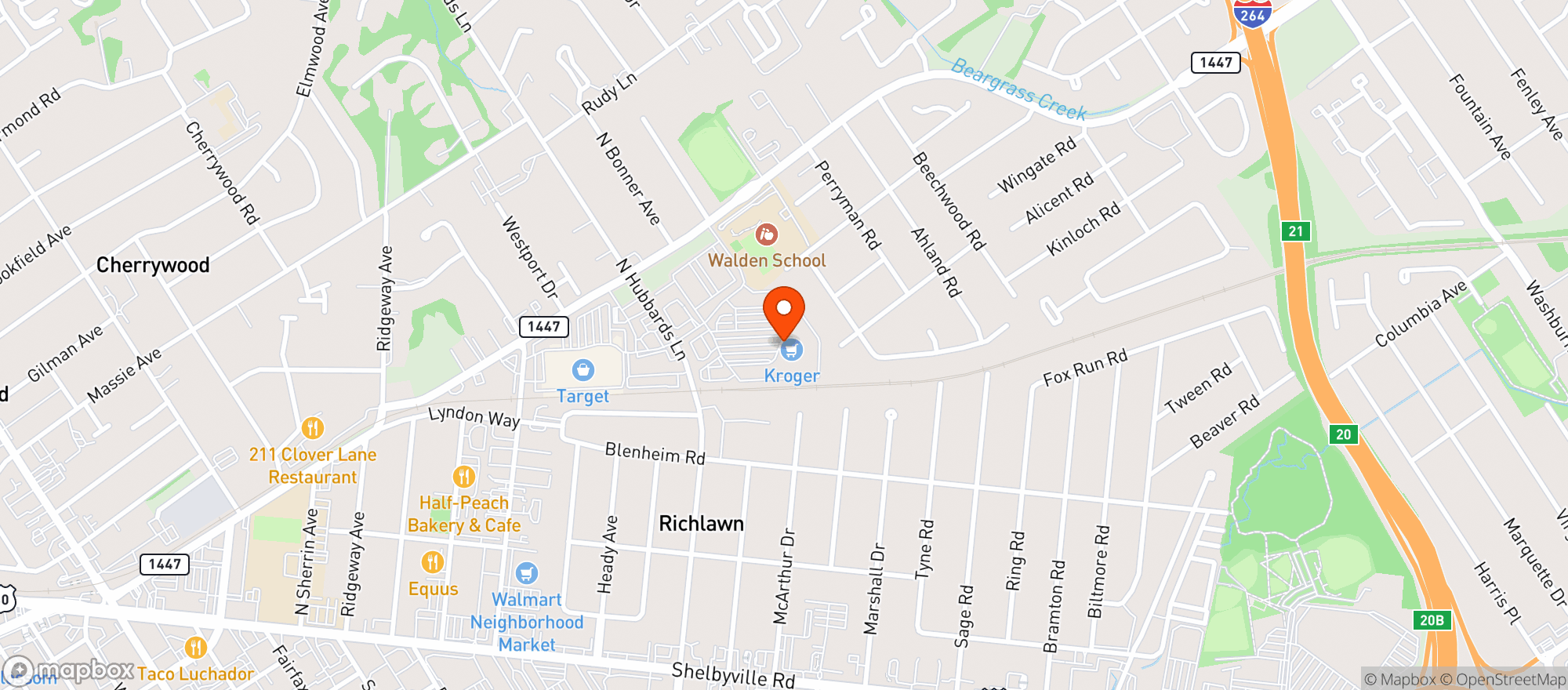 Map showing Kroger